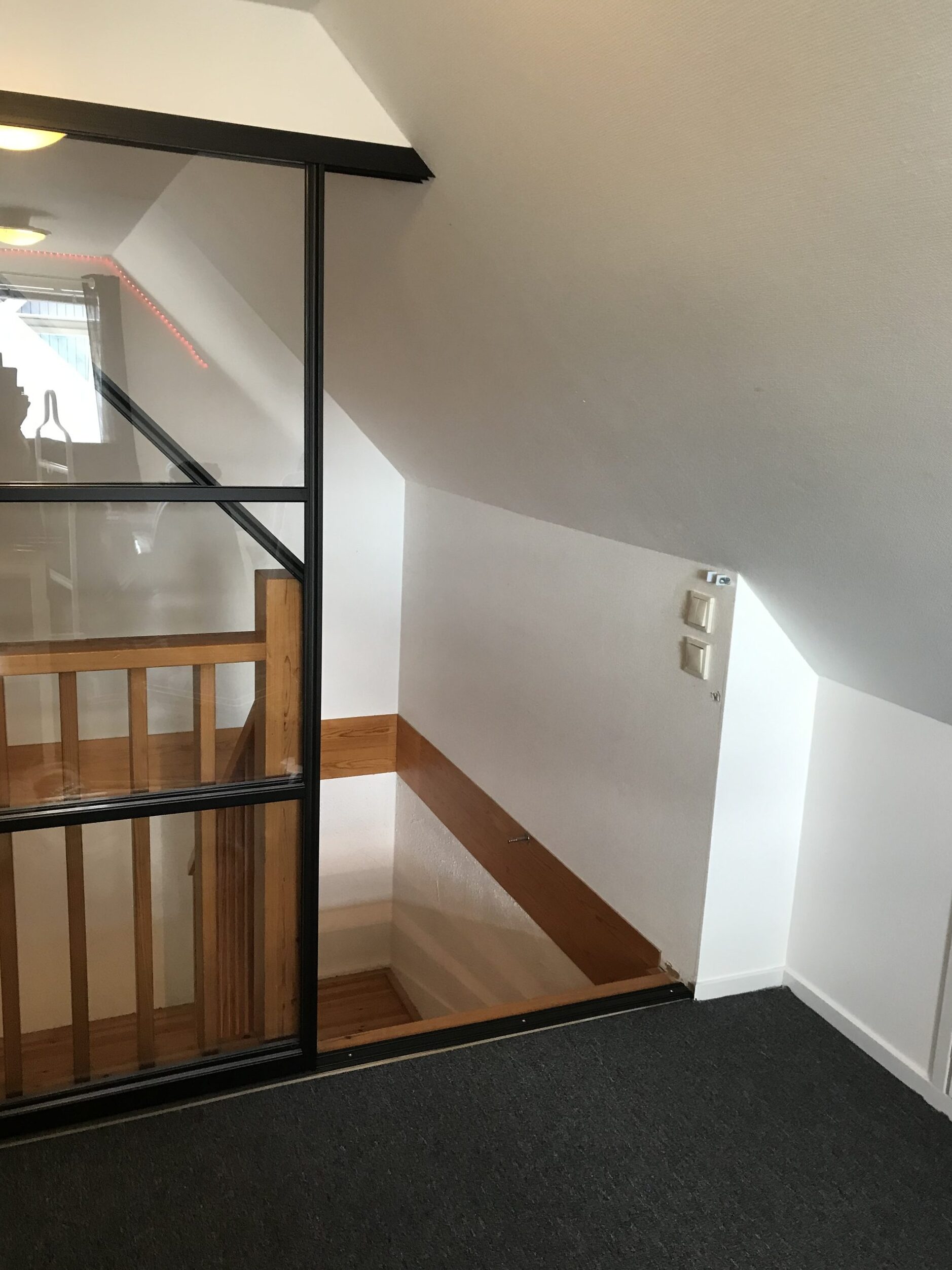 Same stairwell, closer view of the black frame
